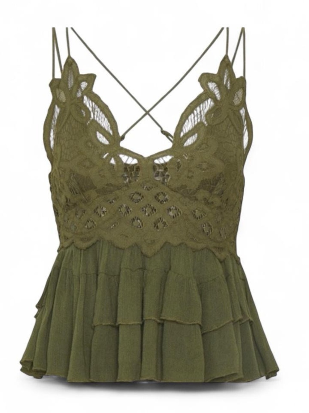 NWT Free People Adela Cami Olive Green